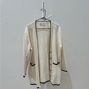 Zara Ivory Sweater with Black Accents